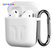 Силиконовый чехол Silicon Case для Airpods беспроводных наушников универсальный с карабином для зарядного кейса толщина 1.5 мм белый (8011BS) - изображение 1