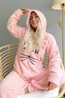 Жіноча махрова тепла піжама Pijamoni кофта та штани MEOW Мяу пудрова L - зображення 2
