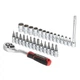 Набір головок 1/4" 4-14 мм., TORX, PH, HEX, FD, подовжувач, рукоятка з храповим механізмом 72 зубця, 28 од., CrV STORM INTERTOOL ET-8018 - изображение 2