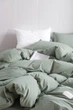 Постельное белье евро Vie Nouvelle Washed cotton вареный хлопок 200х220 W14E зелёный - изображение 1