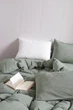 Постельное белье евро Vie Nouvelle Washed cotton вареный хлопок 200х220 W14E зелёный - изображение 2