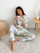 Жіноча тепла домашня піжама COSY у клітинку S - сорочка+штани, жовто/сіра (P-F51P/S) - зображення 8