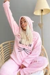 Піжама жіноча тепла махрова Pijamoni Meow пудрова 2XL - зображення 4