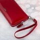 Кошелек женский кожаный лаковый на молнии KAFA с блокировкой rfid-сигналов красный (BC74) - изображение 7