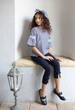 Укороченные брюки для девочки SLY 405B/S/19 синие 146 - изображение 3