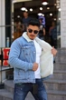 Куртка мужская джинсовая на меху I8 Denim светло-синяя батальная L - изображение 5