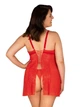 Сорочка зі шнурівкою та пікантним вирізом на спинці Obsessive Blossmina chemise Червона 4XL/5XL (59922) - зображення 2