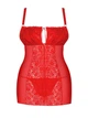 Сорочка зі шнурівкою та пікантним вирізом на спинці Obsessive Blossmina chemise Червона 4XL/5XL (59922) - зображення 3