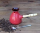 Турка для кофе Americano Red керамика 600 мл + ложка с длинной ручкой и рассекатель (683) - изображение 4