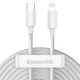 Кабель Baseus Simple Wisdom cabel Kit USB to iP PD 20W (комплект з 2 штук) 1.5m (TZCATLZJ-02) White - зображення 1