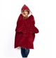 Двухсторонняя толстовка плед халат с капюшоном Huggle Hoodie оверсайз худи с искусственного меха Бордовый - изображение 3