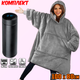 Толстовка плед с рукавами и капюшоном ONE SIZE Huggle Hoodie Серый+ Термо-кружка с датчиком температуры Black - изображение 10