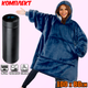 Толстовка плед с рукавами и капюшоном ONE SIZE Huggle Hoodie Темно синий+ Термо-кружка с датчиком температуры Black - изображение 10