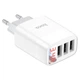 Мережеве зарядне (ЗЗУ) Hoco C93A Ease charge 3-port digital display charger Білий - зображення 4