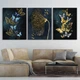 Модульная картина Холстович Modern Blue & Gold Butterfly 90х40 см. Картина с бабочками в гостиную, спальню, кухню, офис, интерьерная - изображение 4