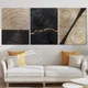 Модульная картина Холстович Gold Black Abstract 135х60 см. Интерьерная картина с абстракцией для гостиной, спальни, кухни, офиса - изображение 4