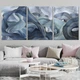 Модульная картина Холстович Golden Blue Abstract 90х40 см. Картина с абстракцией для гостиной, спальни, кухни, офиса, интерьера - изображение 4