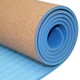 Спортивный каремат для йоги и фитнеса SportVida TPE+Cork 0.6 см SV-HK0318 коричневый/синий - изображение 3