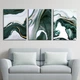 Модульная картина Холстович Green & Gold Foil Line Abstract 135х60 см. Абстрактная модульная картина для гостиной, спальни, кухни, офиса, интерьера - изображение 2