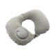 Дорожная надувная подушка подголовник на шею со встроенной помпой TRAVEL NECK PILLOW Серая - изображение 1