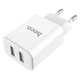 Мережевий зарядний пристрій Hoco C62A Victoria 2USB (2.1 А) White - зображення 1