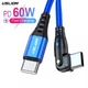 Кабель USB Type-C - USB Type-C (1м) PD 60 Вт поворотный провод для быстрой зарядки телефона 3A USLION US0177 Blue - изображение 2