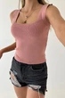 Трикотажная майка в рубчик QU STYLE One size розовая - изображение 2