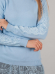 Женская кофта с кружевной тесьмой по рукаве LUREX Голубой S (726-S) - изображение 3