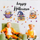 Виниловые наклейки декор Happy Halloween (котелки конфеты тыквы чудовища Хэллоуин) глянец набор 970х575мм - изображение 3