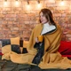 Плед-покрывало двухсторонний от MinkyHome 100% плюш 160х220 см. Графитово-Горчичный - изображение 3