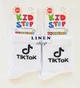 Білі прикольні дитячі шкарпетки з широкою гумкою та написом Tik Tok Master Step 009 18-20 (взуття 29-31) - зображення 1
