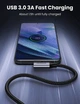 Кабель UGREEN US385 USB 3.0 to USB-C 90˚ PD QC3.0 3A 5GBps 1m Black (20299) - изображение 2