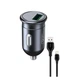 Зарядне автомобільне XO CC46 (1USB/QC3.0/3A/18W) Lightning Сірий - изображение 1