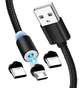 Кабель магнітний USB 3в1 Denmen D09E 2.4A Чорний (KG-6061) - зображення 2