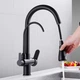 Смеситель для кухонной раковины с краном для фильтрованной воды, аэратором и выдвижным изливом WanFan Черный - изображение 2
