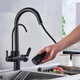 Смеситель для кухонной раковины с краном для фильтрованной воды, аэратором и выдвижным изливом WanFan Черный - изображение 6