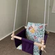 Детская качеля Infancy Фея светлая подвесная из натурального дерева фиолетовая тканевая основа от 7 месяцев до 5 лет - изображение 3