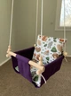 Детская качеля Infancy Лесные подвесная из натурального дерева фиолетовая тканевая основа от 7 месяцев до 5 лет - изображение 1