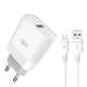 Зарядне мережеве XO L63 (1USB/QC3.0/2.4A/15W) Micro USB Білий - зображення 1