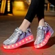 Роликові кросівки з LED підсвічуванням сірі на 2-х колесах (LR 1276) 30(19см) - зображення 6