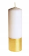 Свічка парафінова Pom Pom Candles, 20 х 6.5 см, без запаху, 100 годин горіння, біла із золотом - зображення 1