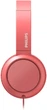 Навушники PHILIPS TAH4105, провідні, для роботи за комп'ютером, з мікрофоном, підходять для ігор, офісу, навчання, онлайн-занять та навчання, з аудіоінтерфейсом 3,5 мм, червоні. - зображення 3