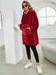 Плед толстовка двухсторонняя халат с капюшоном и рукавами Hoodie Grant Onesize Бордовый - изображение 3