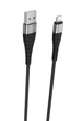Кабель BOROFONE BX32 USB to iP 2.4A, 1m, нілон, алюмінієві+TPE connectors, Black (BX32LB) - зображення 1