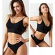 Женский комплект нижнего белья в рубчик S/M Черный С-03 - изображение 3