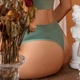 Женский комплект в рубчик топ+трусики M/L Зеленый А-02 - изображение 4