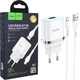 Зарядное устройство HOCO N1 2.4A (USB + кабель microUSB) White (29440) - изображение 1