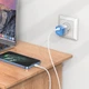 Сетевое зарядное устройство с быстрой зарядкой PD20W + кабель Type-C to Lightning HOCO C101A Синий - изображение 5