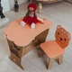 Столик дитячий зі стільчиком 45х45х65 см Art Planet для творчості малювання ігор та навчання кришка хмарка персиковий стіл для дітей дерев'яний гральний - зображення 2