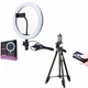 Светодиодная лампа Selfie Ring Light М20-5208 кольцевого света и штатив с беспроводным Bluetooth-пультом Черный - изображение 1